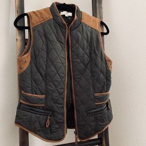 Leather detail vest